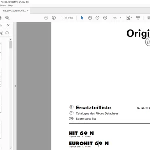 Pottinger Tractor HIT 69 N EUROHIT 69 N Spare parts list Manual  - PDF DOWNLOAD