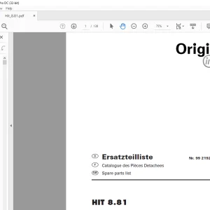 Pottinger Tractor HIT 8.81 Spare parts list Manual - PDF DOWNLOAD