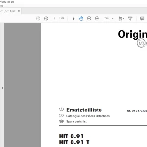 Pottinger Tractor HIT 8.91 HIT 8.91 T Spare parts list Manual  - PDF DOWNLOAD
