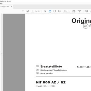 Pottinger Tractor HIT 800 AZ NZ Spare parts list Manual - PDF DOWNLOAD