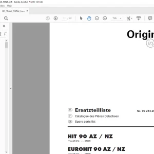 Pottinger Tractor HIT 90 AZ NZ EUROHIT 90 AZ NZ Spare parts list Manual - PDF DOWNLOAD