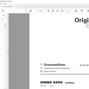 Pottinger Tractor JUMBO 6000 Combiline Spare Parts Manual - PDF DOWNLOAD