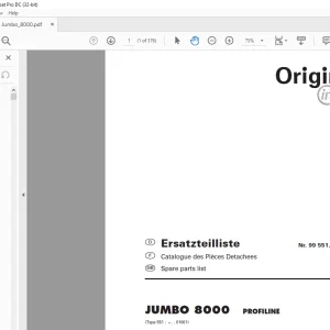Pottinger Tractor JUMBO 8000 PROFILINE Spare Parts Manual - PDF DOWNLOAD