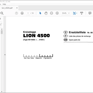 Pottinger Tractor LION 4500 Spare parts list Manual  - PDF DOWNLOAD