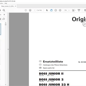 Pottinger Tractor Ladewagen BOSS JUNIOR II BOSS JUNIOR 2 BOSS JUNIOR 22 H Spare parts list Manual -  PDF DOWNLOAD