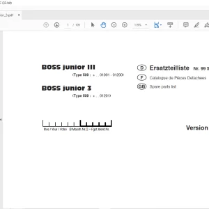 Pottinger Tractor Ladewagen BOSS junior III BOSS junior 3 Spare parts list Manual -  PDF DOWNLOAD