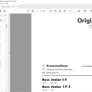 Pottinger Tractor Ladewagen Boss Junior I-T Boss Junior 17-T Spare parts list Manual - PDF DOWNLOAD