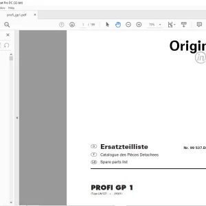 Pottinger Tractor Ladewagen PROFI GP 1 Spare parts list Manual  - PDF DOWNLOAD