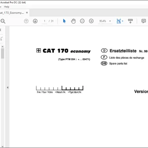 Pottinger Tractor Mower CAT 170 economy Spare parts list Manual - PDF DOWNLOAD