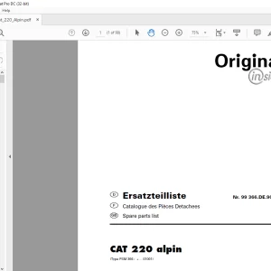 Pottinger Tractor Mower CAT 220 alpin Spare parts list Manual - PDF DOWNLOAD