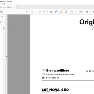 Pottinger Tractor Mower CAT NOVA 250 Spare parts list Manual - PDF DOWNLOAD