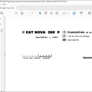 Pottinger Tractor Mower CAT NOVA 260 F Operating instructions List of spare parts Manual  - PDF DOWNLOAD