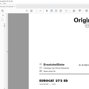 Pottinger Tractor Mower EUROCAT 272 ED Spare parts list Manual  - PDF DOWNLOAD