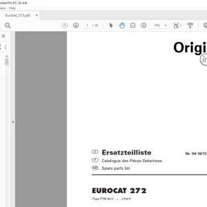 Pottinger Tractor Mower EUROCAT 272 Spare parts list Manual - PDF DOWNLOAD