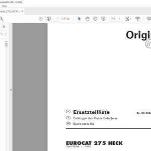 Pottinger Tractor Mower EUROCAT 275 HECK Spare parts list Manual - PDF DOWNLOAD