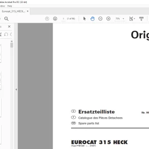Pottinger Tractor Mower EUROCAT 315 HECK Spare parts list Manual - PDF DOWNLOAD