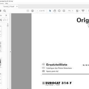 Pottinger Tractor Mower EUROCAT 316 F Spare parts list Manual  - PDF DOWNLOAD