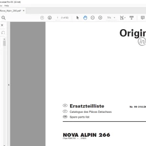 Pottinger Tractor Mower NOVA ALPIN 266 Spare parts list Manual - PDF DOWNLOAD