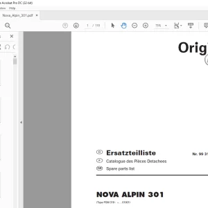 Pottinger Tractor Mower NOVA ALPIN 301 Spare parts list Manual - PDF DOWNLOAD