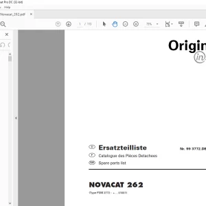 Pottinger Tractor Mower NOVACAT 262 Spare parts list Manual - PDF DOWNLOAD