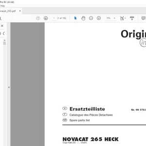 Pottinger Tractor Mower NOVACAT 265 HECK Spare parts list Manual  - PDF DOWNLOAD