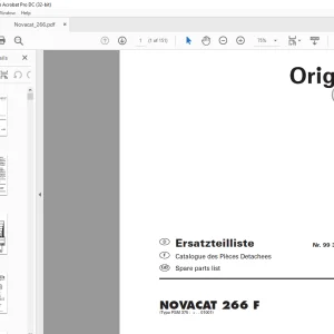 Pottinger Tractor Mower NOVACAT 266 F Spare parts list Manual  - PDF DOWNLOAD
