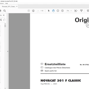 Pottinger Tractor Mower NOVACAT 301 F CLASSIC Spare parts list Manual  -PDF DOWNLOAD