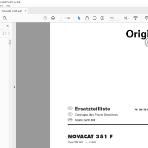 Pottinger Tractor Mower NOVACAT 351 F Spare parts list Manual -  PDF DOWNLOAD