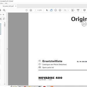 Pottinger Tractor Mower NOVADISC 400 Spare parts list Manual  - PDF DOWNLOAD
