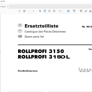 Pottinger Tractor ROLLPROFI 3150 ROLLPROFI 3150 L Spare Parts Manual - PDF DOWNLOAD