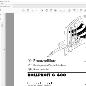 Pottinger Tractor ROLLPROFI G 400 Spare parts list Manual  - PDF DOWNLOAD