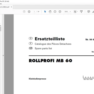 Pottinger Tractor ROLLPROFI MB 60 Spare parts list Manual - PDF DOWNLOAD