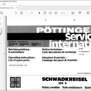 Pottinger Tractor SCHWADKREISEL 522 S Operating Instructions List of spare parts Manual - PDF DOWNLOAD