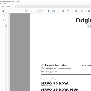 Pottinger Tractor SERVO 35 NOVA SERVO 35 NOVA PLUS Spare parts list Manual  - PDF DOWNLOAD