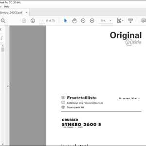 Pottinger Tractor SYNKRO 2600 S Spare parts list Manual - PDF DOWNLOAD