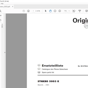 Pottinger Tractor SYNKRO 5003 K Spare Parts Manual - PDF DOWNLOAD