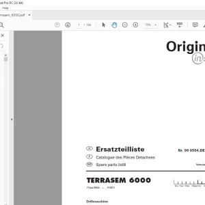 Pottinger Tractor TERRASEM 6000 Spare Parts Manual - PDF DOWNLOAD