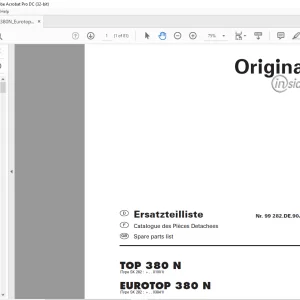 Pottinger Tractor TOP 380 N EUROTOP 380 N Spare parts list Manual  - PDF DOWNLOAD