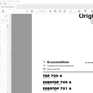 Pottinger Tractor TOP 700 A EUROTOP 700 A EUROTOP 701 A Spare parts list Manual  - PDF DOWNLOAD