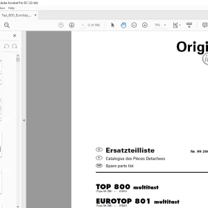 Pottinger Tractor TOP 800 multitast  EUROTOP 801 multitast Spare parts list Manual -  PDF DOWNLOAD