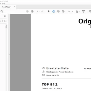 Pottinger Tractor TOP 812 Spare parts list Manual - PDF DOWNLOAD