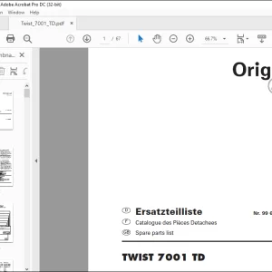 Pottinger Tractor TWIST 7001 TD Spare parts list Manual  - PDF DOWNLOAD