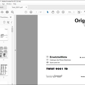 Pottinger Tractor TWIST 9001 TD Spare parts list Manual  - PDF OWNLOAD