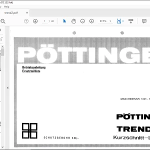 Pottinger Tractor Trend II A Ersatzteilliste Betriebsanleitung Manual - PDF DOWNLOAD