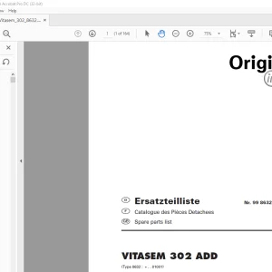 Pottinger Tractor VITASEM 302 ADD Spare Parts Manual - PDF DOWNLOAD