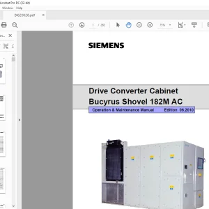 SIEMENS Drive Converter Cabinet Cat Bucyrus Shovel 182M AC Operation & Maintenance Manual  - PDF DOWNLOAD