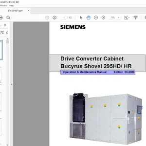 SIEMENS Drive Converter Cabinet Cat Bucyrus Shovel 295HD HR Operation & Maintenance Manual - PDF DOWNLOAD