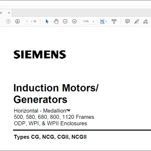 SIEMENS Induction Motors Generators Horizontal-Medallion 500, 580, 680, 800, 1120 Frames ODP,WPI, & WPII Enclosures Installation Operation Maintenance Manual  - PDF DOWNLOAD