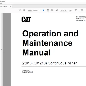 CAT 25M3 (CM240) Continuous Miner Operation and Maintenance Manual  - PDF DOWNLOAD