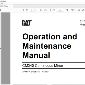 CAT BUCYRUS CM340 Continuous Miner Operation and Maintenance Manual BI001578- PDF DOWNLOAD